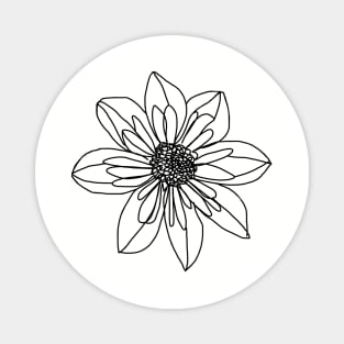 Minimal Line Drawing Collarette Dahlia Flower Magnet